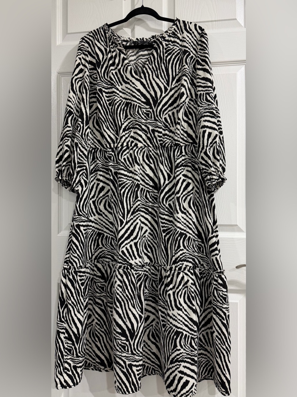 G by Giuliana Zebra Print Black and White Midi Dress